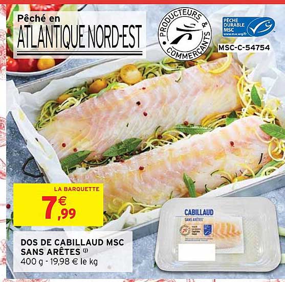 dos de cabillaud msc sans arêtes