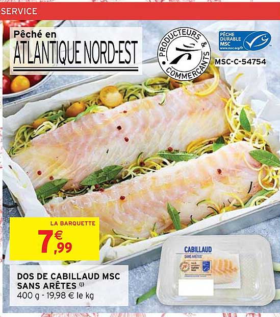 dos de cabillaud msc sans arêtes
