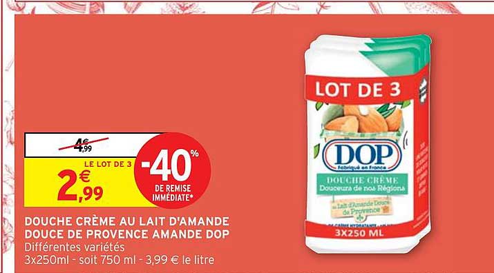 douche crème au lait d'amande douce de provence amande dop