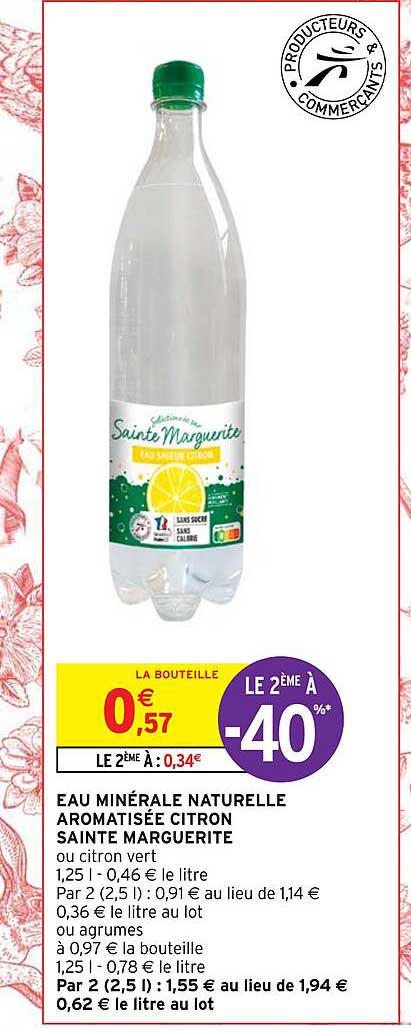 eau minérale naturelle aromatisée citron sainte marguerite