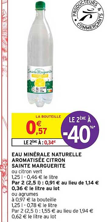 eau minérale naturelle aromatisée citron sainte marguerite