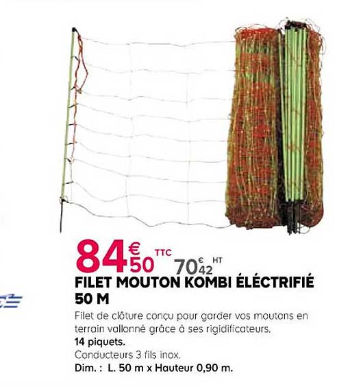 filet mouton kombi éléctrifié 50 m