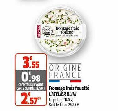 fromage frais fouetté l'atelier blini