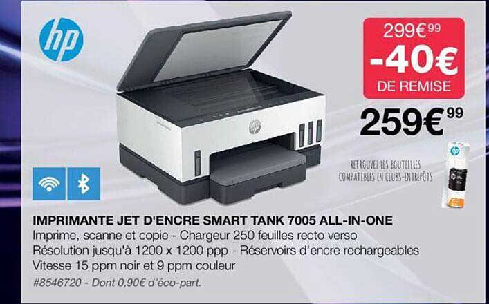 imprimante jet d'encre smart tank 7005 all-in-one hp