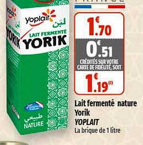 Lait Fermenté Nature Yorik Yoplait
