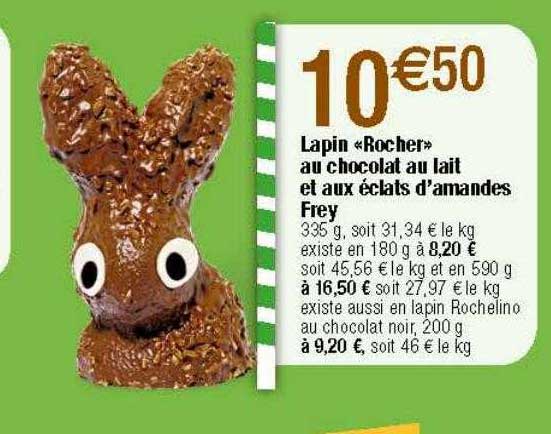 Lapin «rocher» Au Chocolat Au Lait Et Aux éclats D'amandes Frey