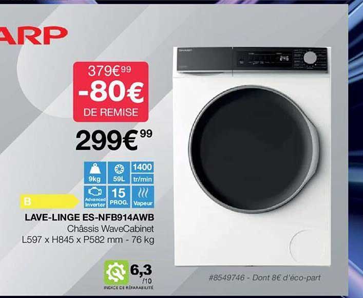 lave-linge es-nfb914awb sharp