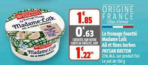 le fromage fouetté madame loïk ail et fines herbes paysan breton