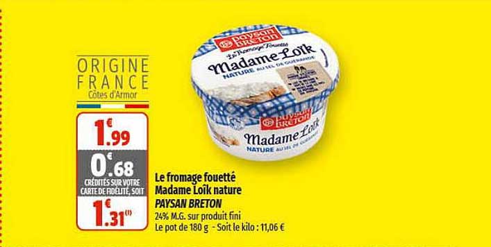le fromage fouetté madame loïk nature paysan breton