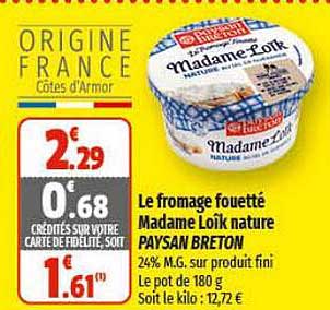 le fromage fouetté madame loïk nature paysan breton