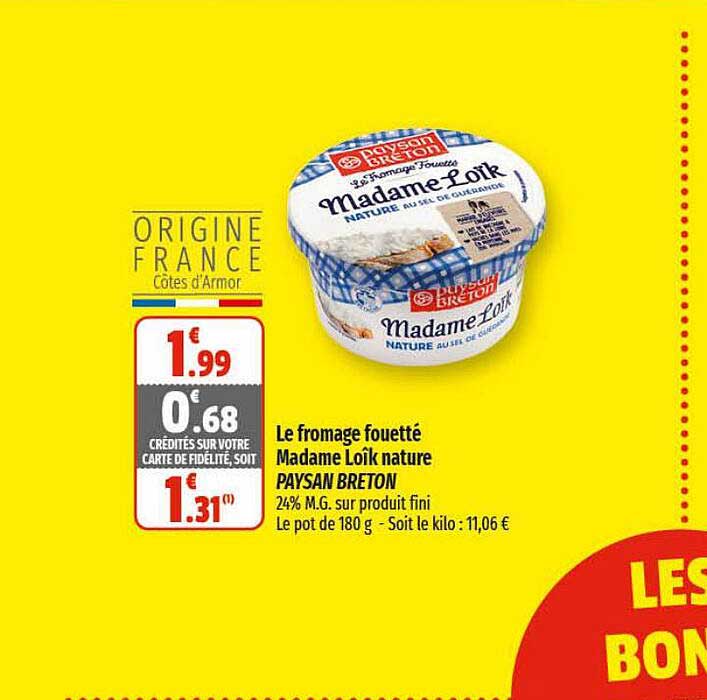 le fromage fouetté madame loïk nature paysan breton