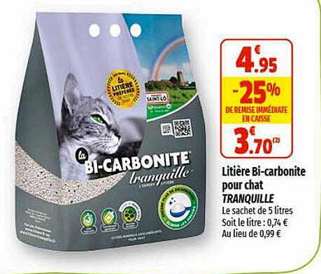 Litière Bi-carbonite Pour Chat Tranquille