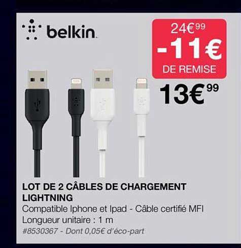 Lot De 2 Câbles De Chargement Lightning Belkin