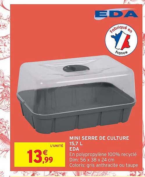 min serre de culture 15,7l eda