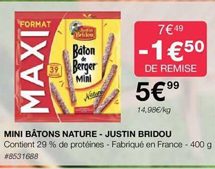 mini bâtons nature - justin bridou