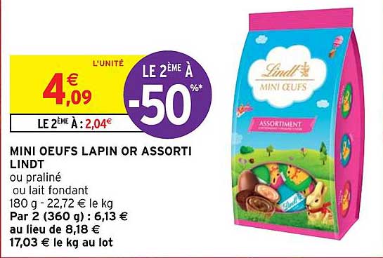 mini œufs lapin or assorti lindt