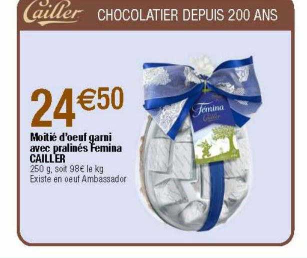 moitié d'œuf garni avec praliné femina cailler