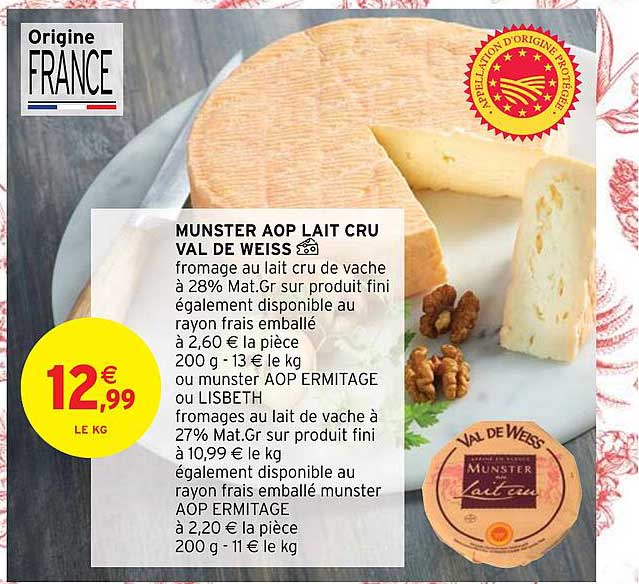 munster aop lait cru val de weiss