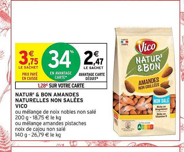 natur' & bon amandes naturelles non salées vico