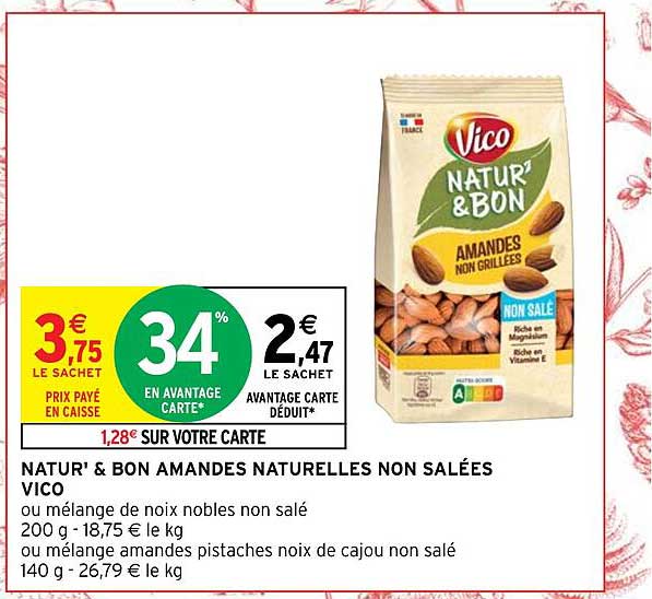 natur' & bon amandes naturelles non salées vico