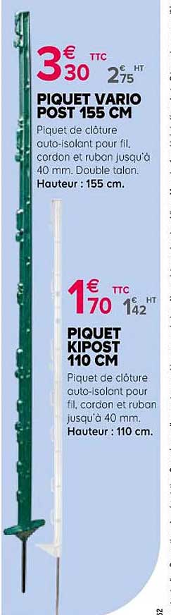piquet vario post 155 cm, piquet kipost 110 cm