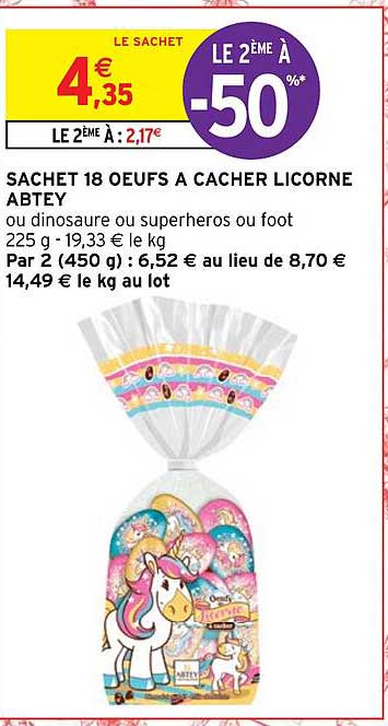 sachet 18 œufs à cacher licorne abtey