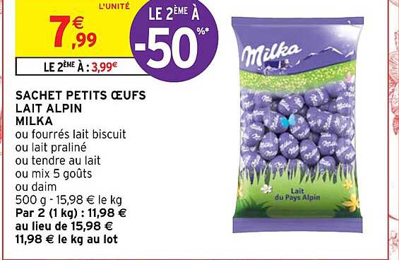 Sachet Petits œufs Lait Alpin Milka