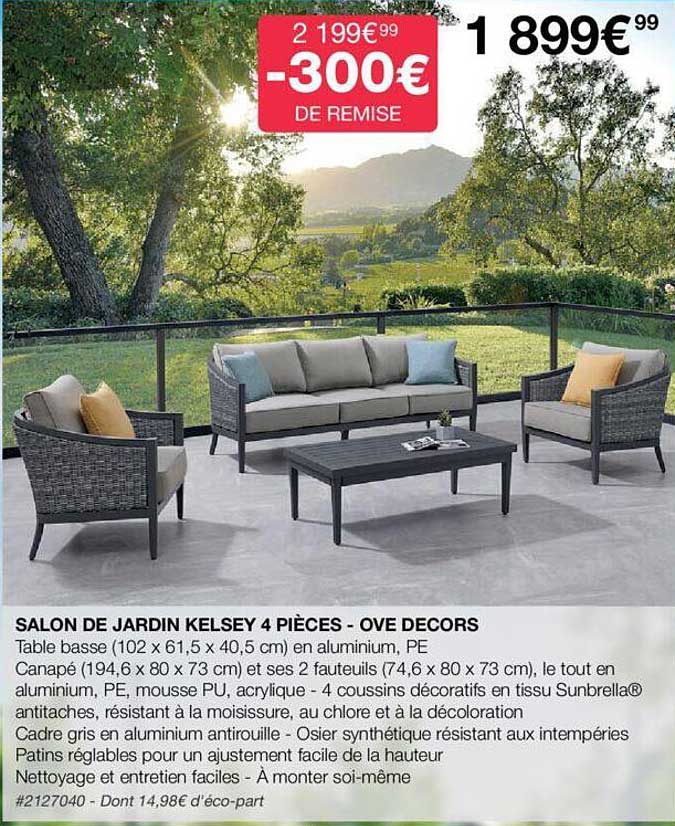 salon de jardin kelsey 4 pièces - ove decors