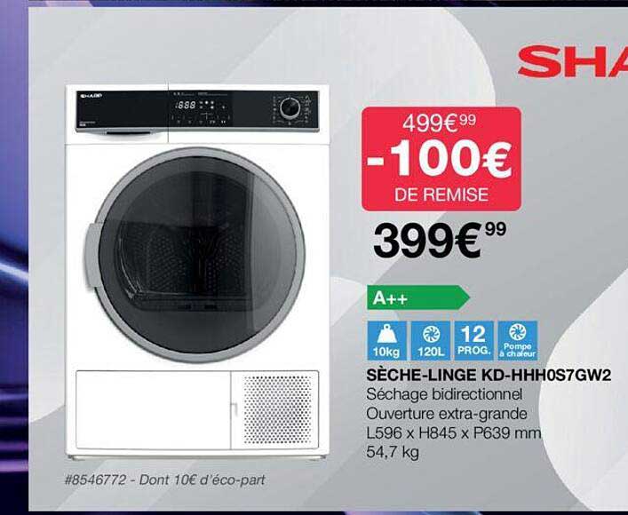 sèche-linge kd-hhh0s7gw2 sharp