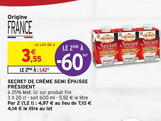 secret de crème semi épaisse président