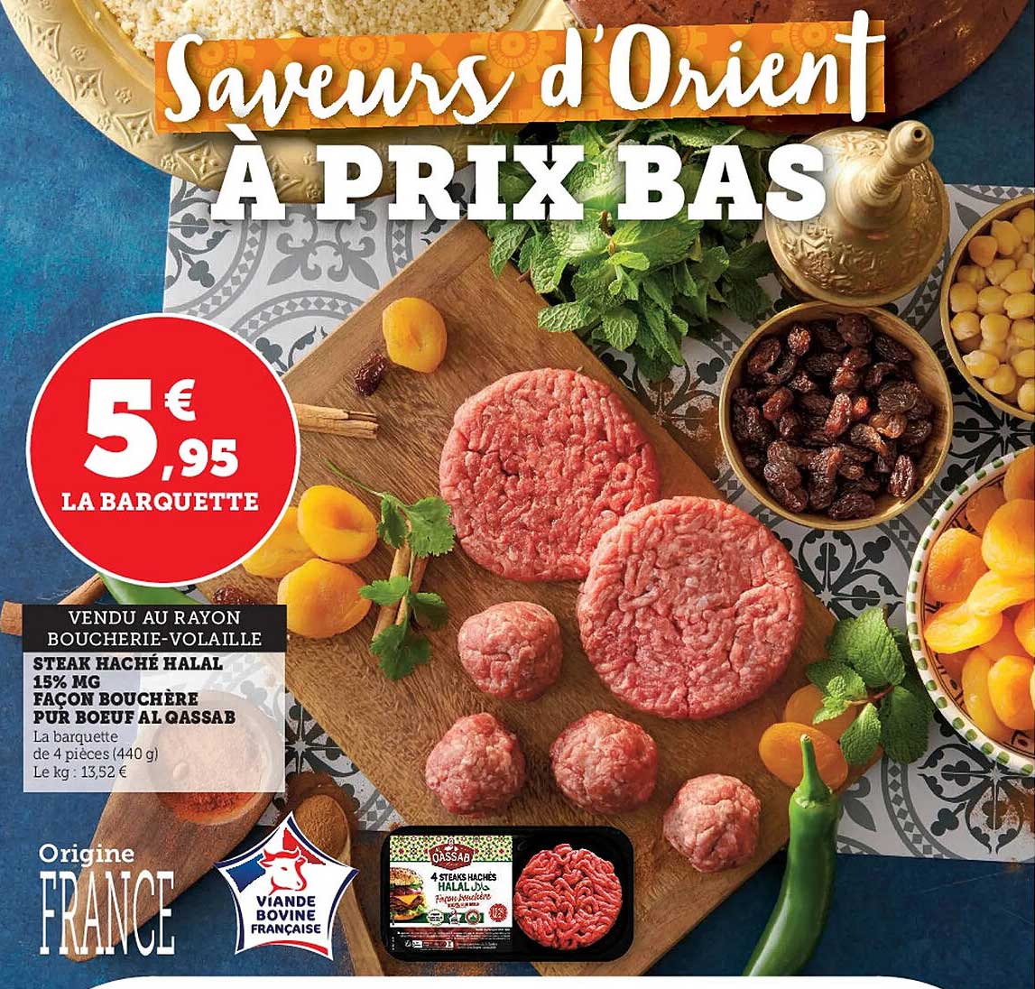 steak haché halal 15% mg façon bouchère pur bœuf alqassab