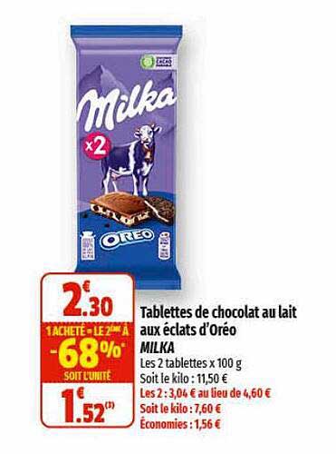 Tablettes De Chocolat Au Lait Aux éclats D'oréo Milka