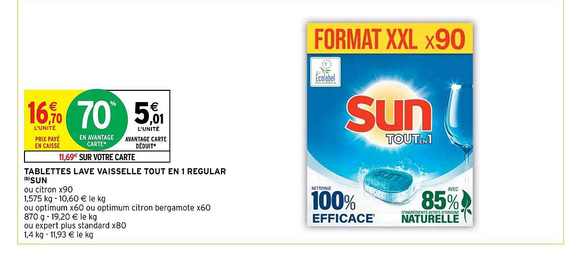 tablettes lave vaisselle tout en 1 regular sun