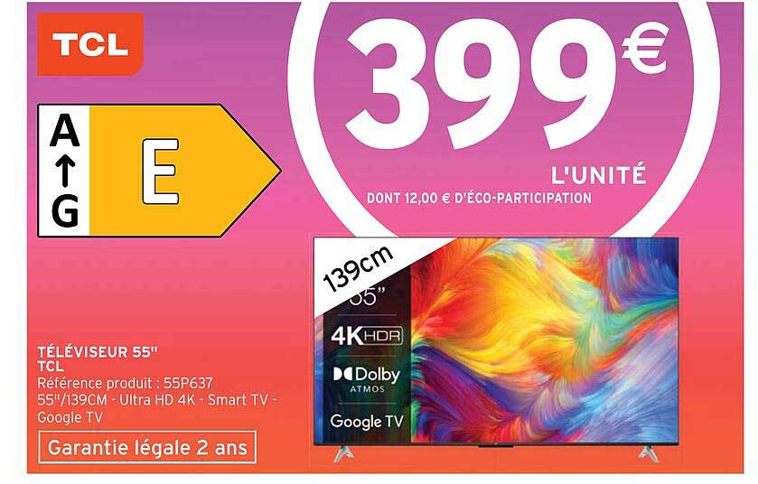Téléviseur 55" 139 Cm Tcl
