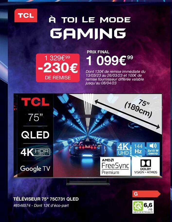 Téléviseur 75" 75c731 Qled Tcl