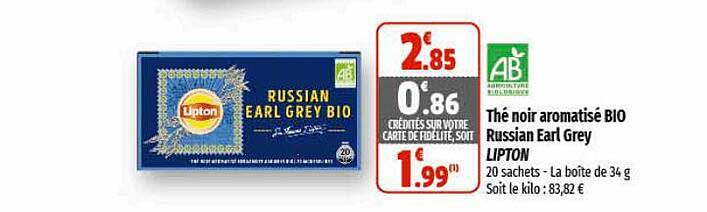thé noir aromatisé bio russian earl grey lipton
