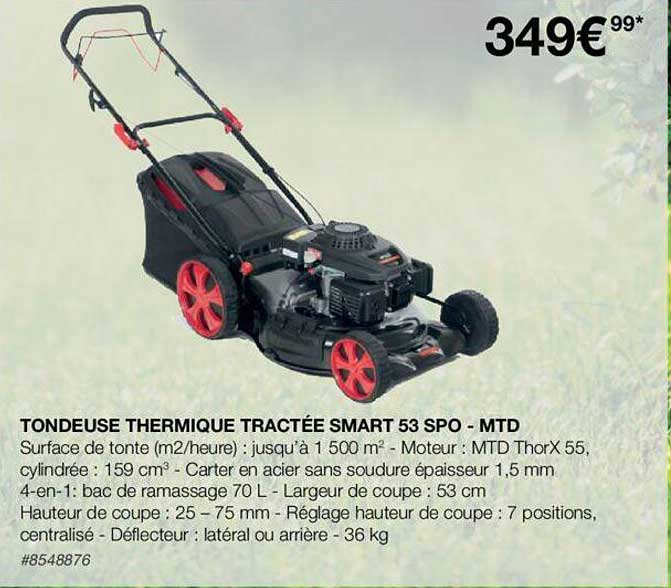 tondeuse thermique tractée smart 53 spo - mtd