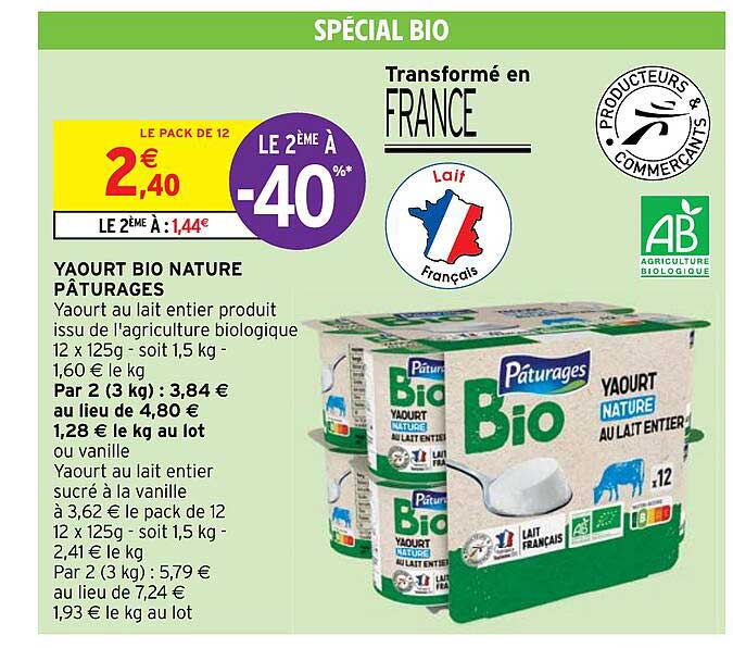 Yaourt Bio Nature Pâturages