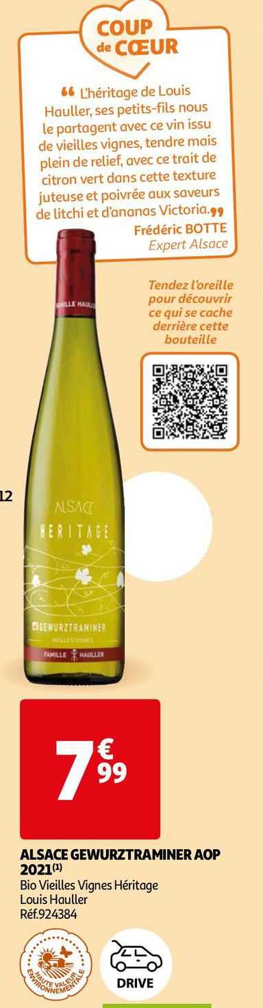 alsace gewurztraminer aop 2021 bio vieilles vignes héritage louis hauller