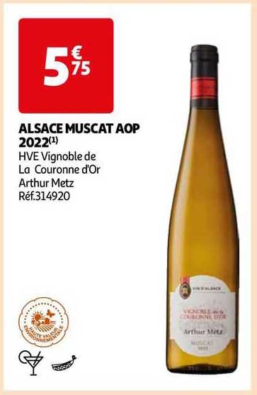 alsace muscat aop 2022 hve vignoble de la couronne d'or arthur metz