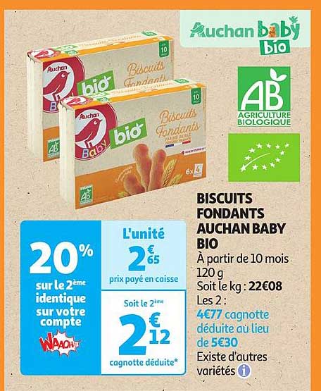 Biscuits Fondants Auchan Baby Bio