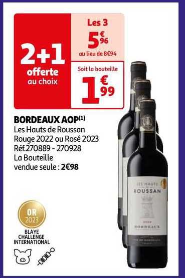 bordeaux aop les hauts de roussan rouge 2022 ou rosé 2023
