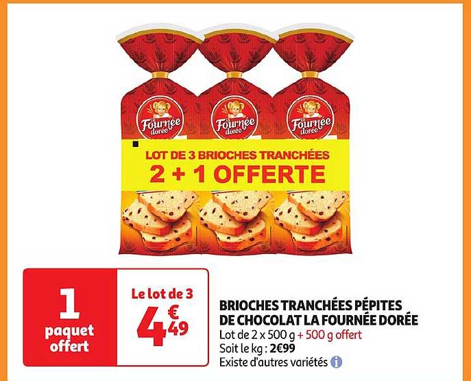 brioches tranchées pépites de chocolat la fournée dorée