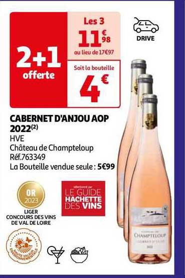 cabernet d'anjou aop 2022 hve château de champteloup