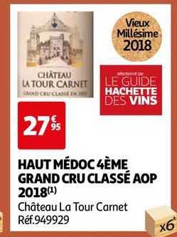haut médoc 4ème grand cru classé aop 2018 château la tour carnet