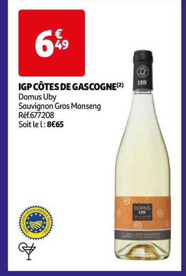 igp côtes de gascogne domus uby sauvignon gros manseng