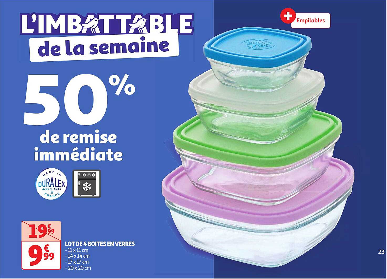 Lot De 4 Boîtes En Verres Duralex