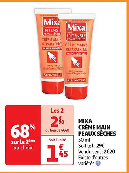 mixa crème main peaux sèches