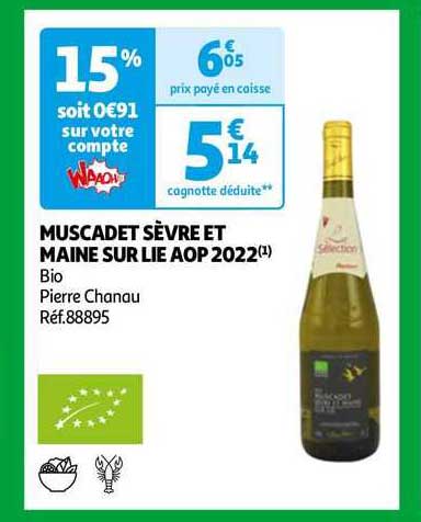 muscadet sèvre et maine sur lie aop 2022 bio pierre chanau