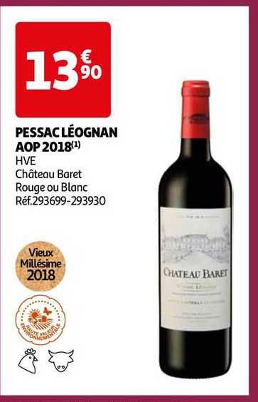 pessac léognan aop 2018 hve château baret rouge ou blanc